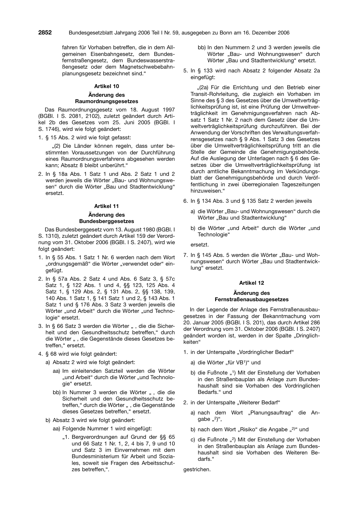 BGBl. 2006, Seite 2852 — Originalseite als Abbildung