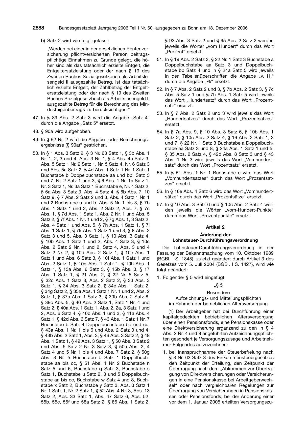 BGBl. 2006, Seite 2888 — Originalseite als Abbildung