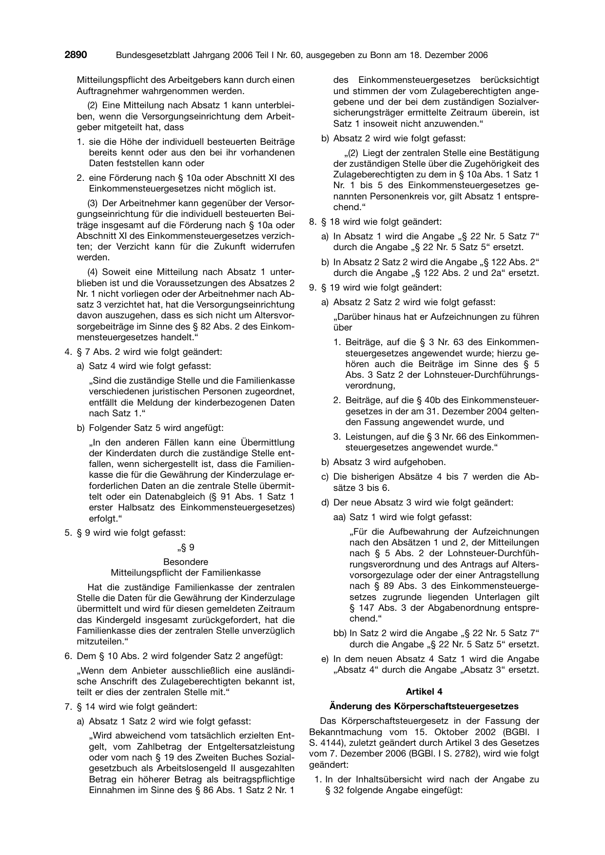 BGBl. 2006, Seite 2890 — Originalseite als Abbildung