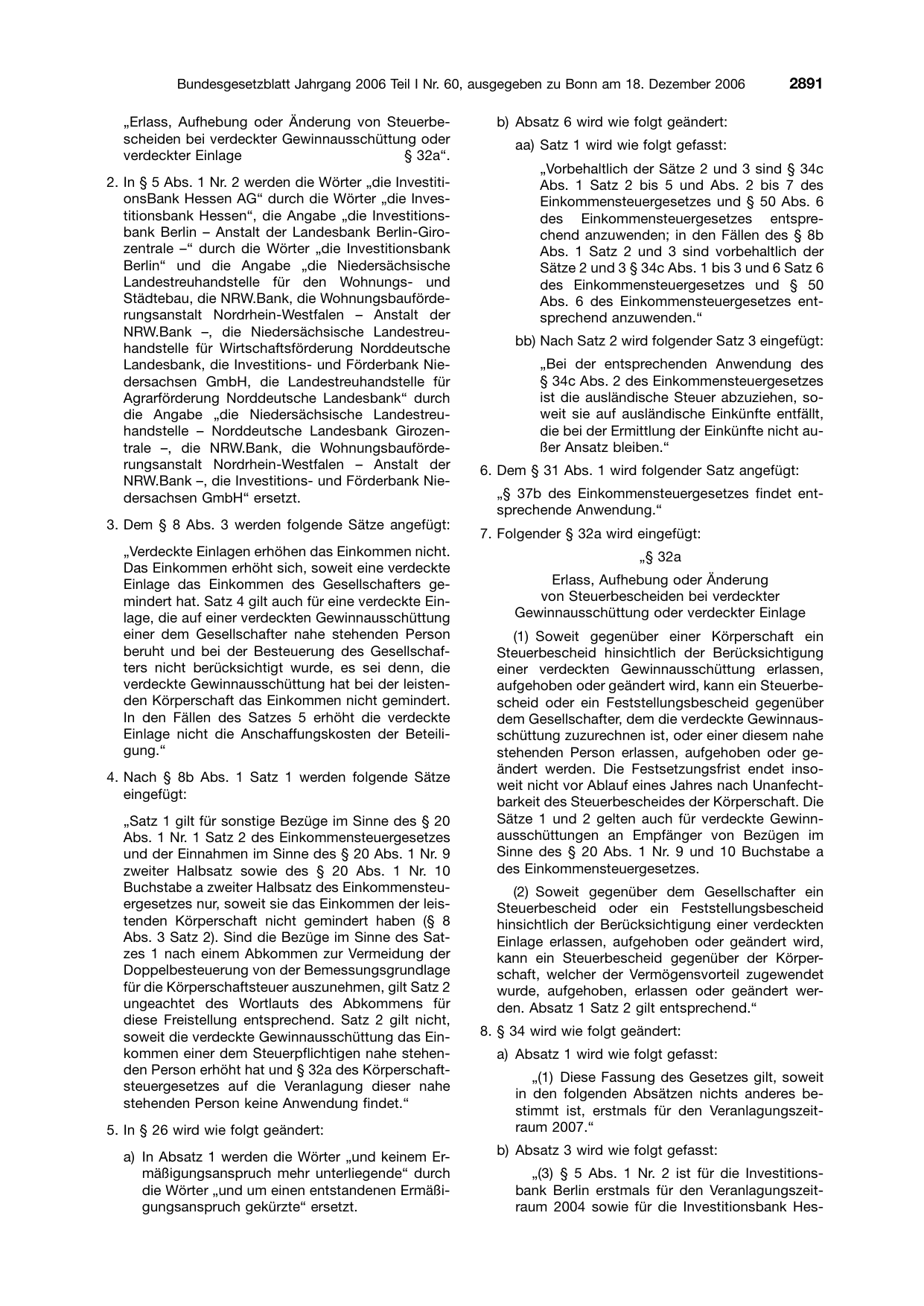 BGBl. 2006, Seite 2891 — Originalseite als Abbildung