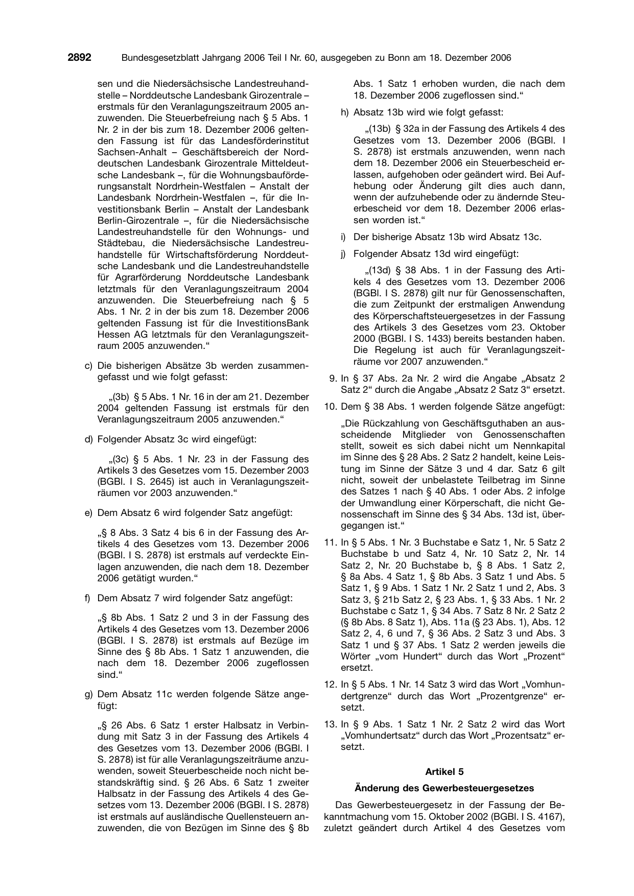 BGBl. 2006, Seite 2892 — Originalseite als Abbildung