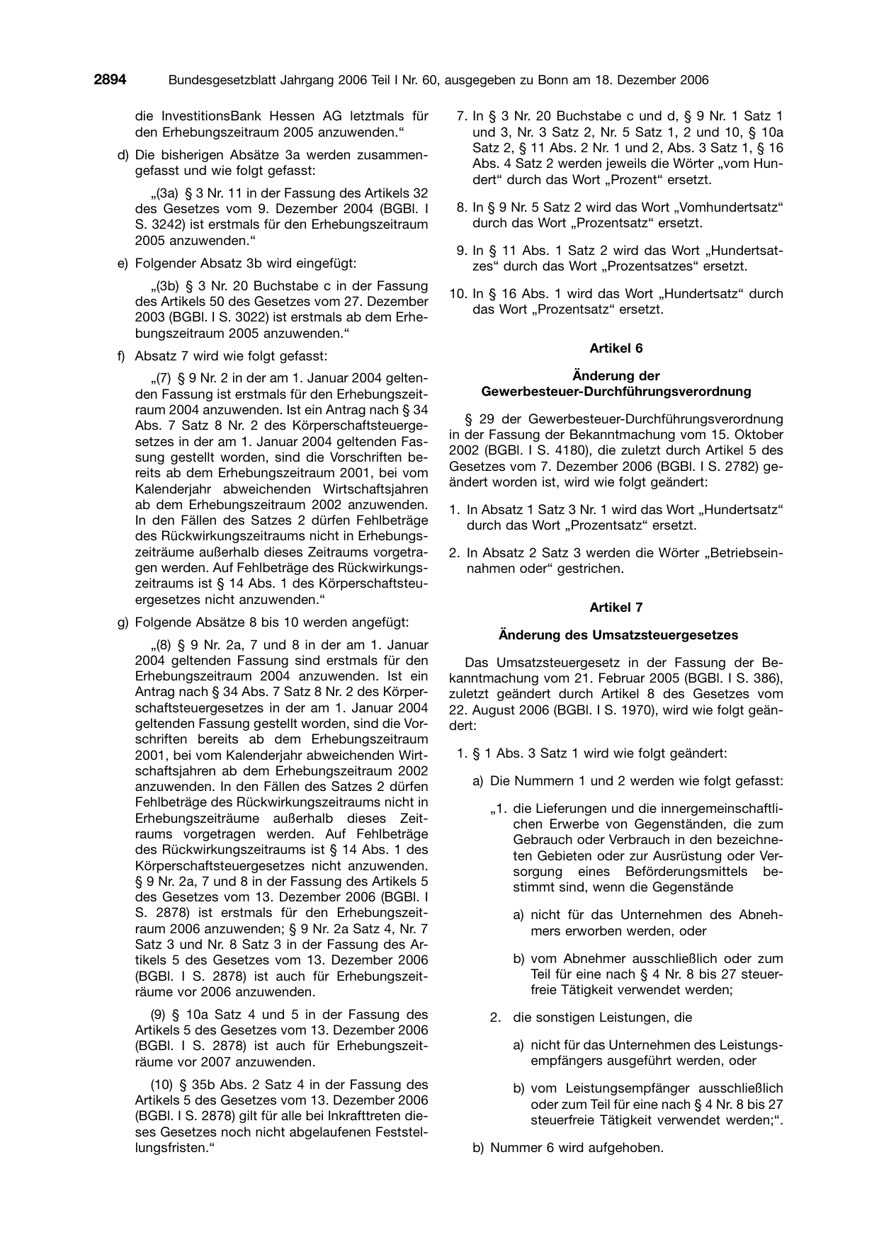 BGBl. 2006, Seite 2894 — Originalseite als Abbildung