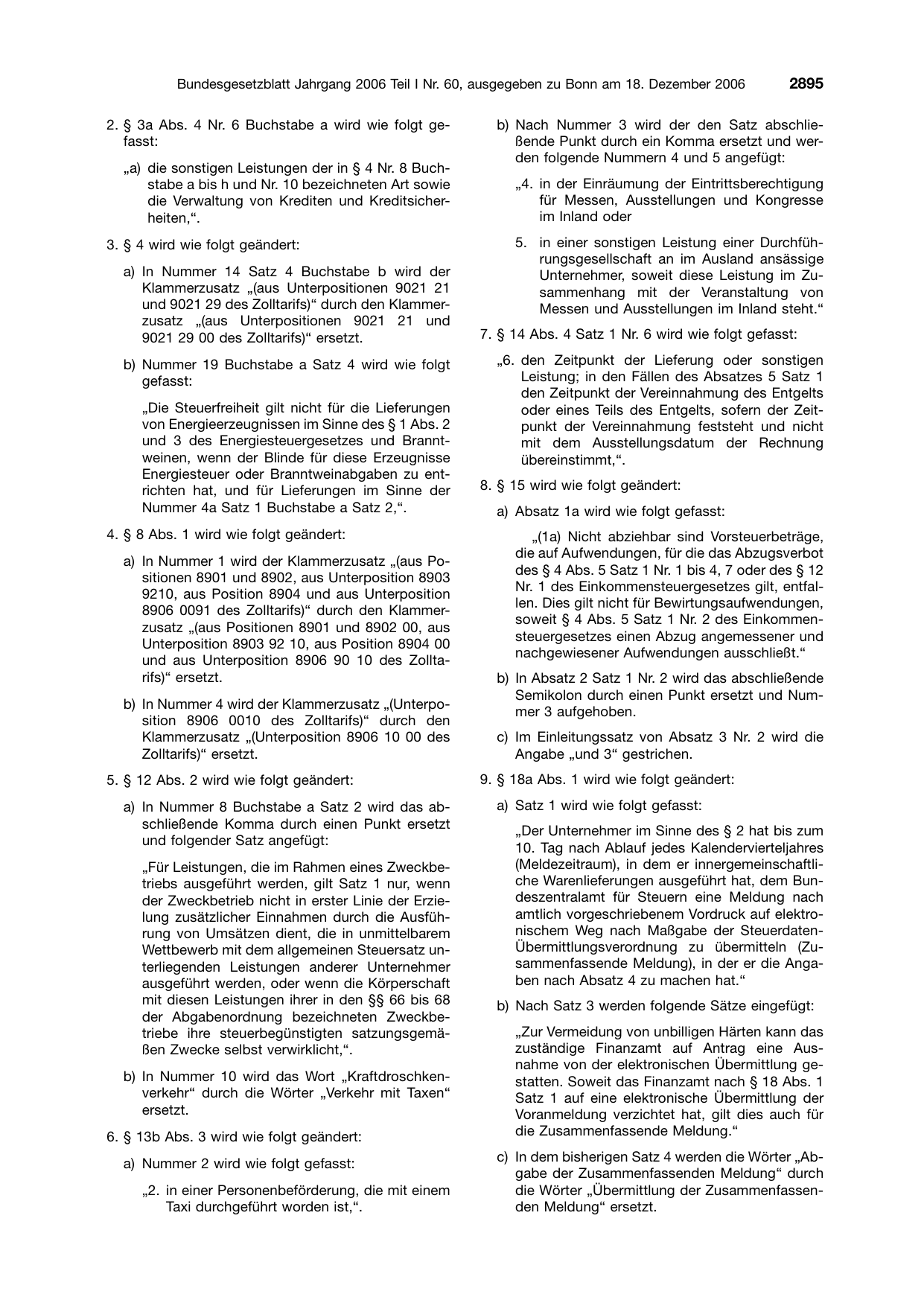 BGBl. 2006, Seite 2895 — Originalseite als Abbildung