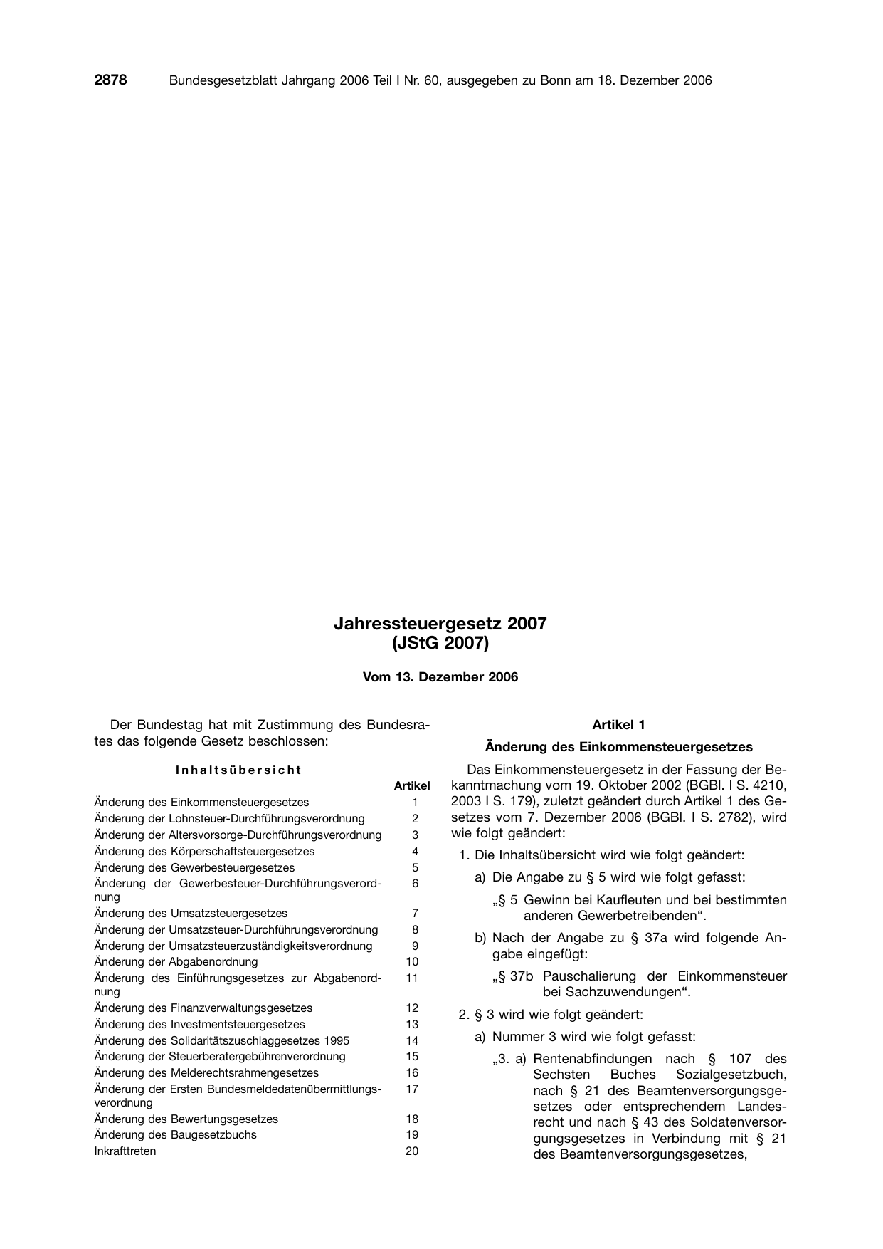 BGBl. 2006, Seite 2878 — Originalseite als Abbildung