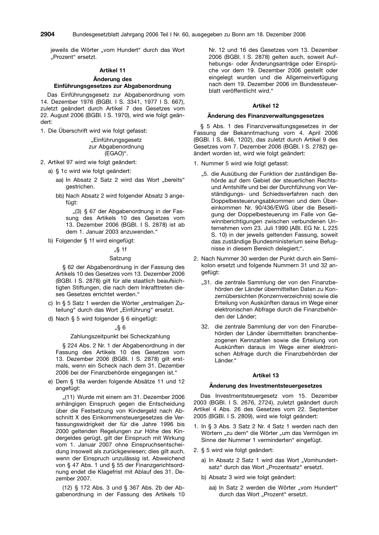 BGBl. 2006, Seite 2904 — Originalseite als Abbildung