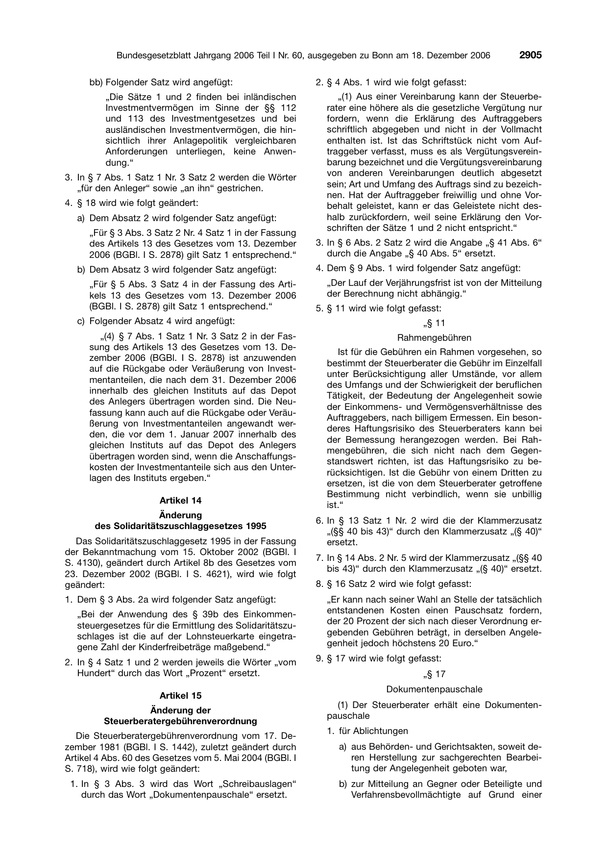 BGBl. 2006, Seite 2905 — Originalseite als Abbildung