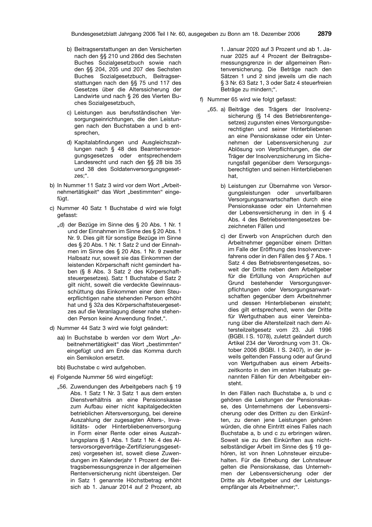 BGBl. 2006, Seite 2879 — Originalseite als Abbildung