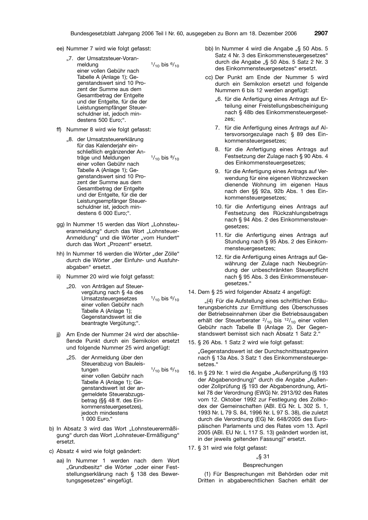 BGBl. 2006, Seite 2907 — Originalseite als Abbildung