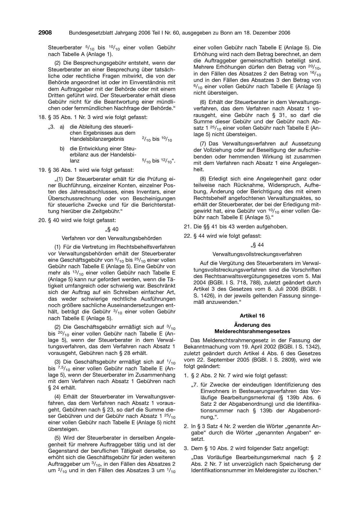 BGBl. 2006, Seite 2908 — Originalseite als Abbildung