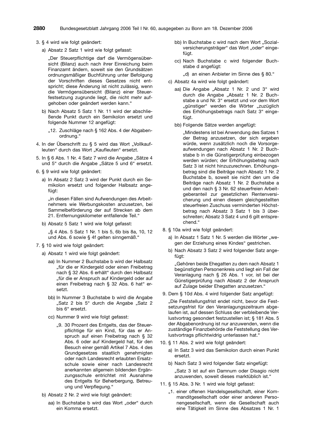 BGBl. 2006, Seite 2880 — Originalseite als Abbildung
