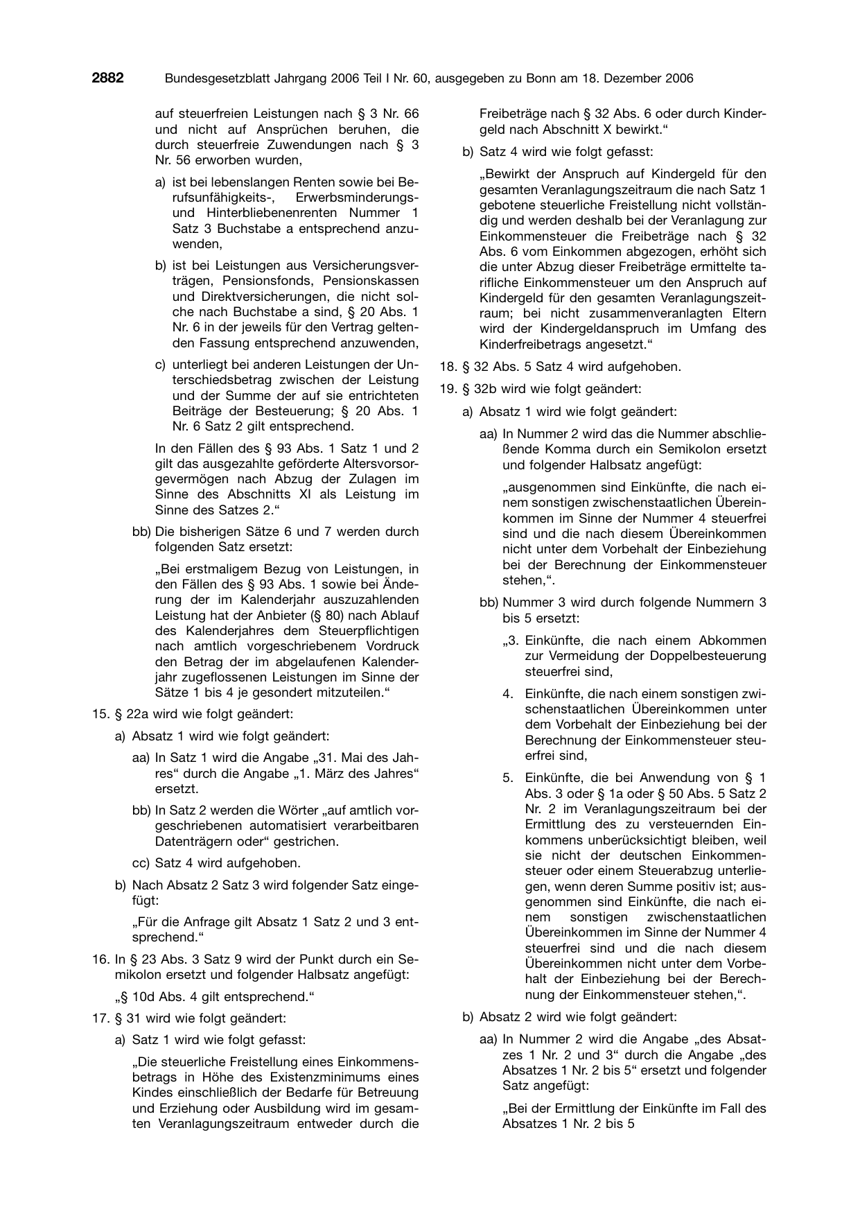 BGBl. 2006, Seite 2882 — Originalseite als Abbildung
