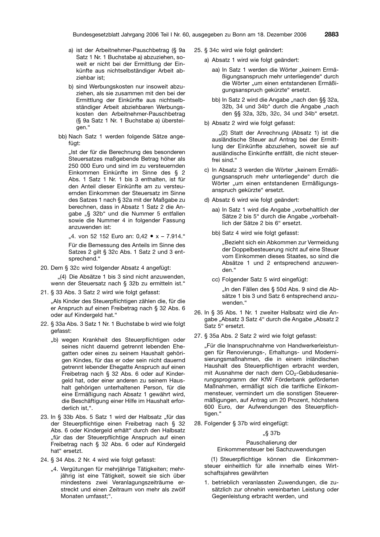 BGBl. 2006, Seite 2883 — Originalseite als Abbildung