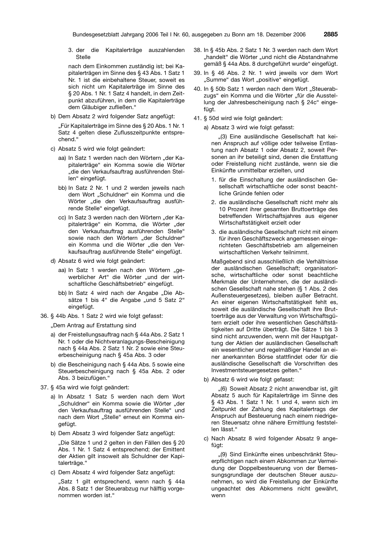 BGBl. 2006, Seite 2885 — Originalseite als Abbildung