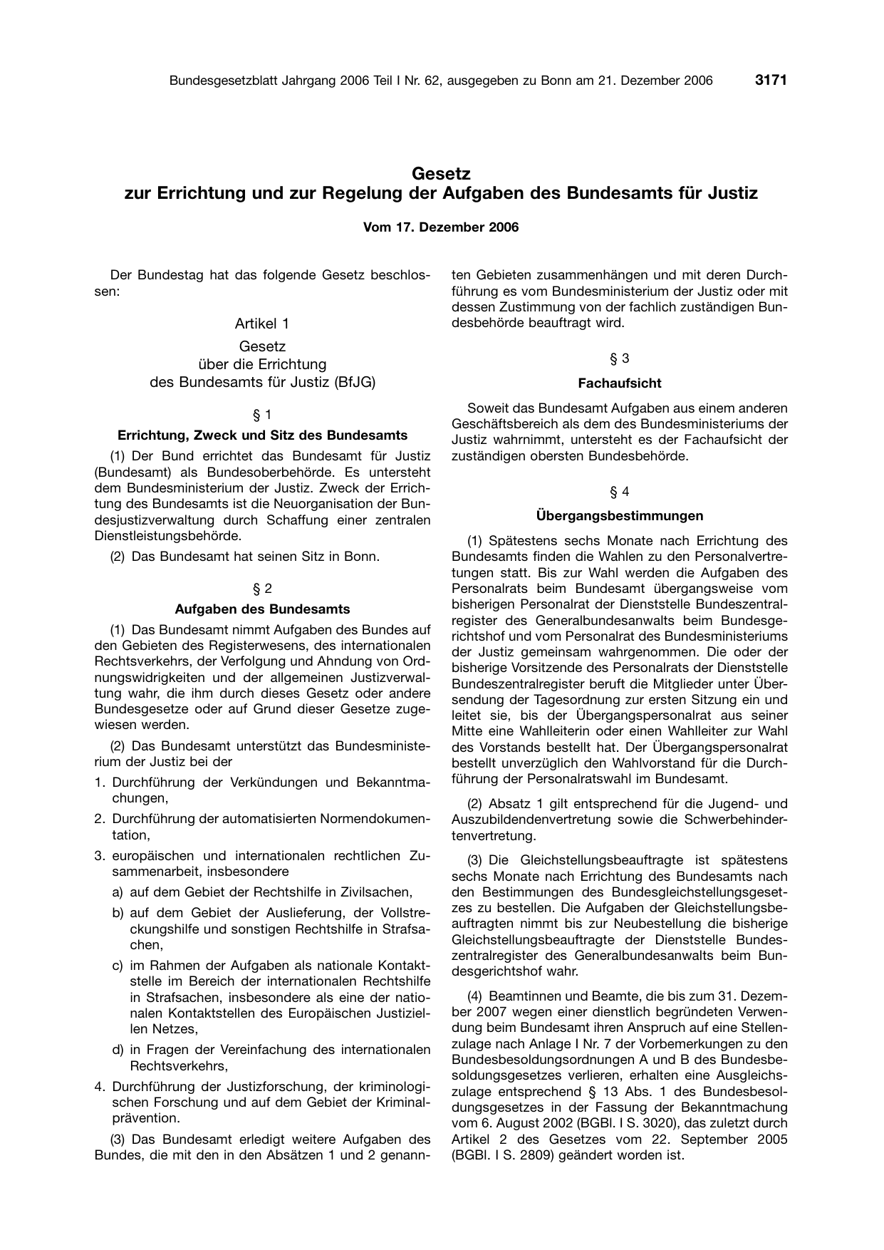 BGBl. 2006, Seite 3171 — Originalseite als Abbildung