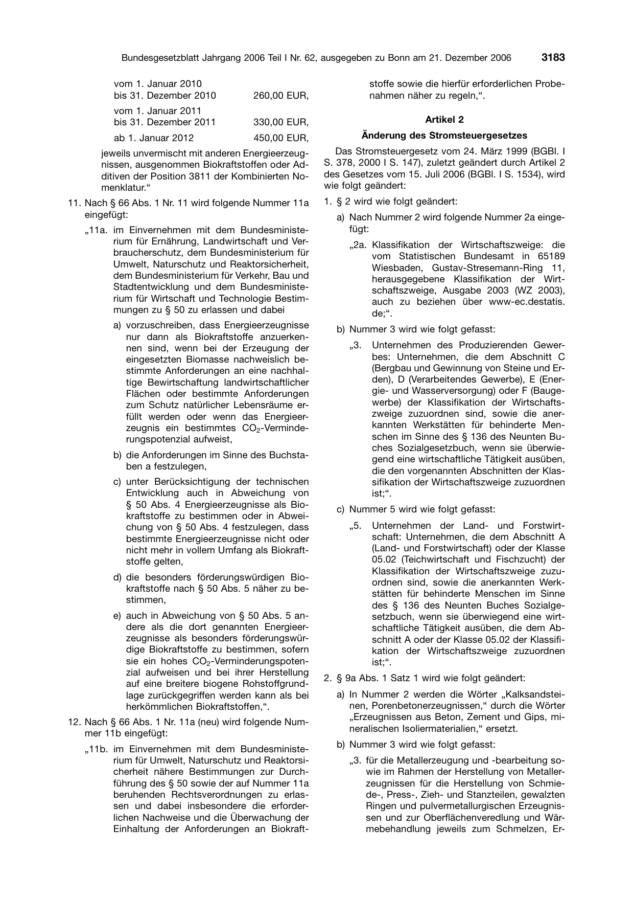 BGBl. 2006, Seite 3183 — Originalseite als Abbildung