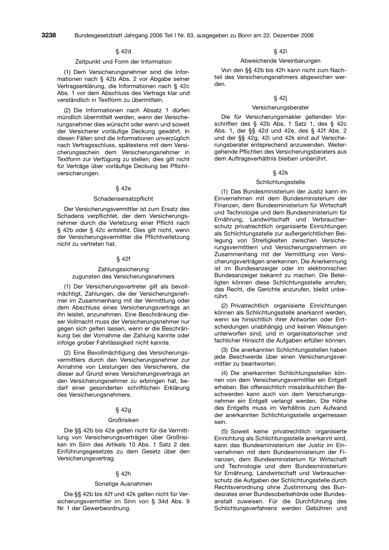 BGBl. 2006, Seite 3238 — Originalseite als Abbildung