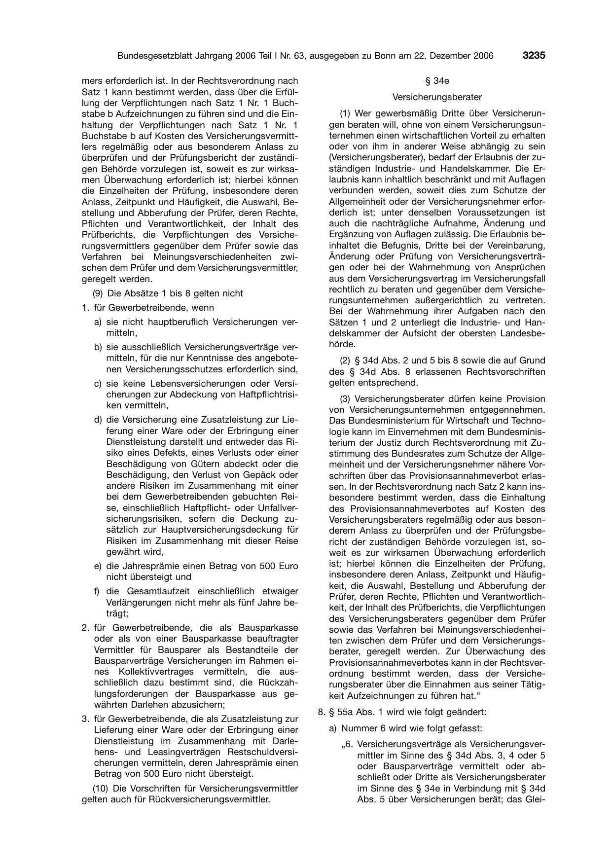 BGBl. 2006, Seite 3235 — Originalseite als Abbildung