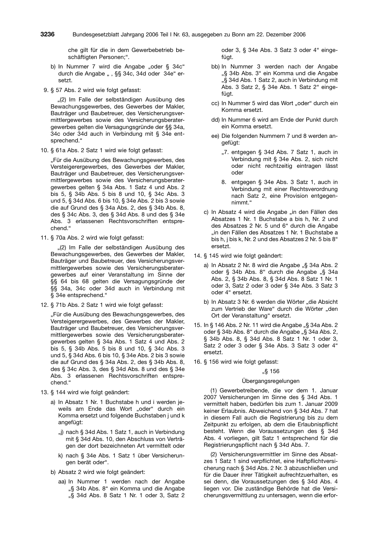 BGBl. 2006, Seite 3236 — Originalseite als Abbildung