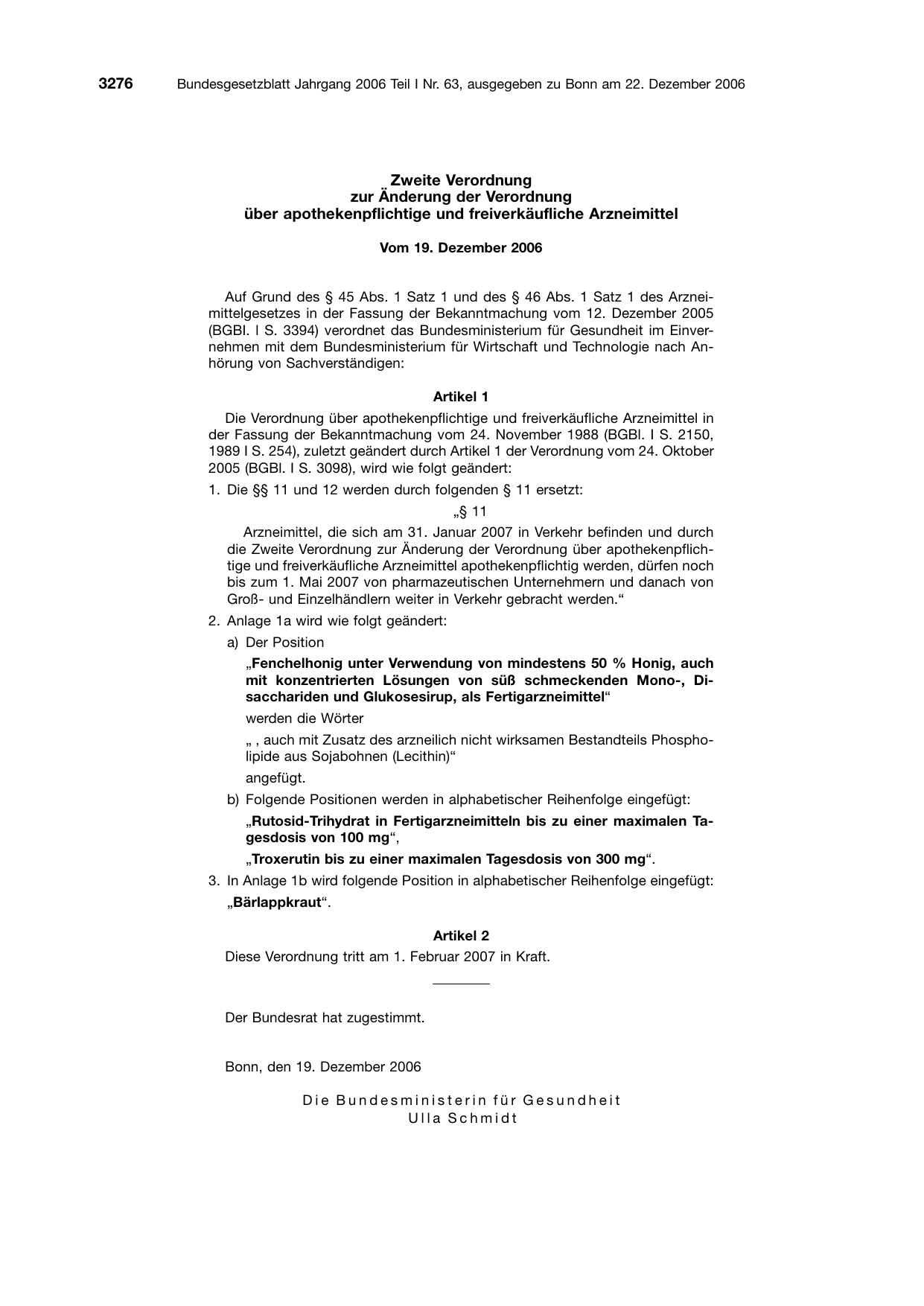 BGBl. 2006, Seite 3276 — Originalseite als Abbildung