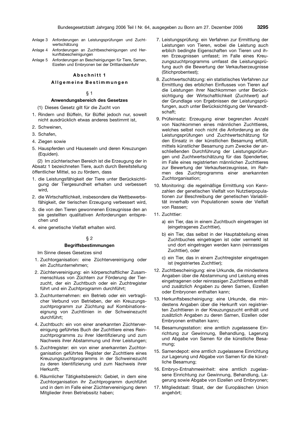 BGBl. 2006, Seite 3295 — Originalseite als Abbildung