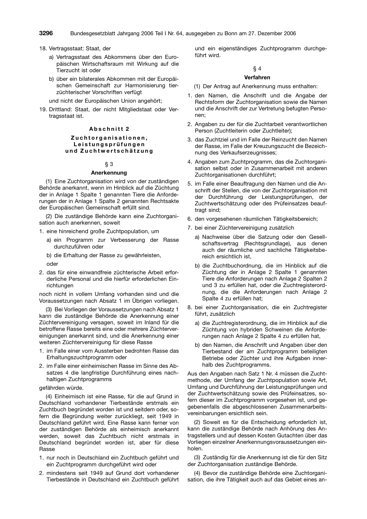 BGBl. 2006, Seite 3296 — Originalseite als Abbildung