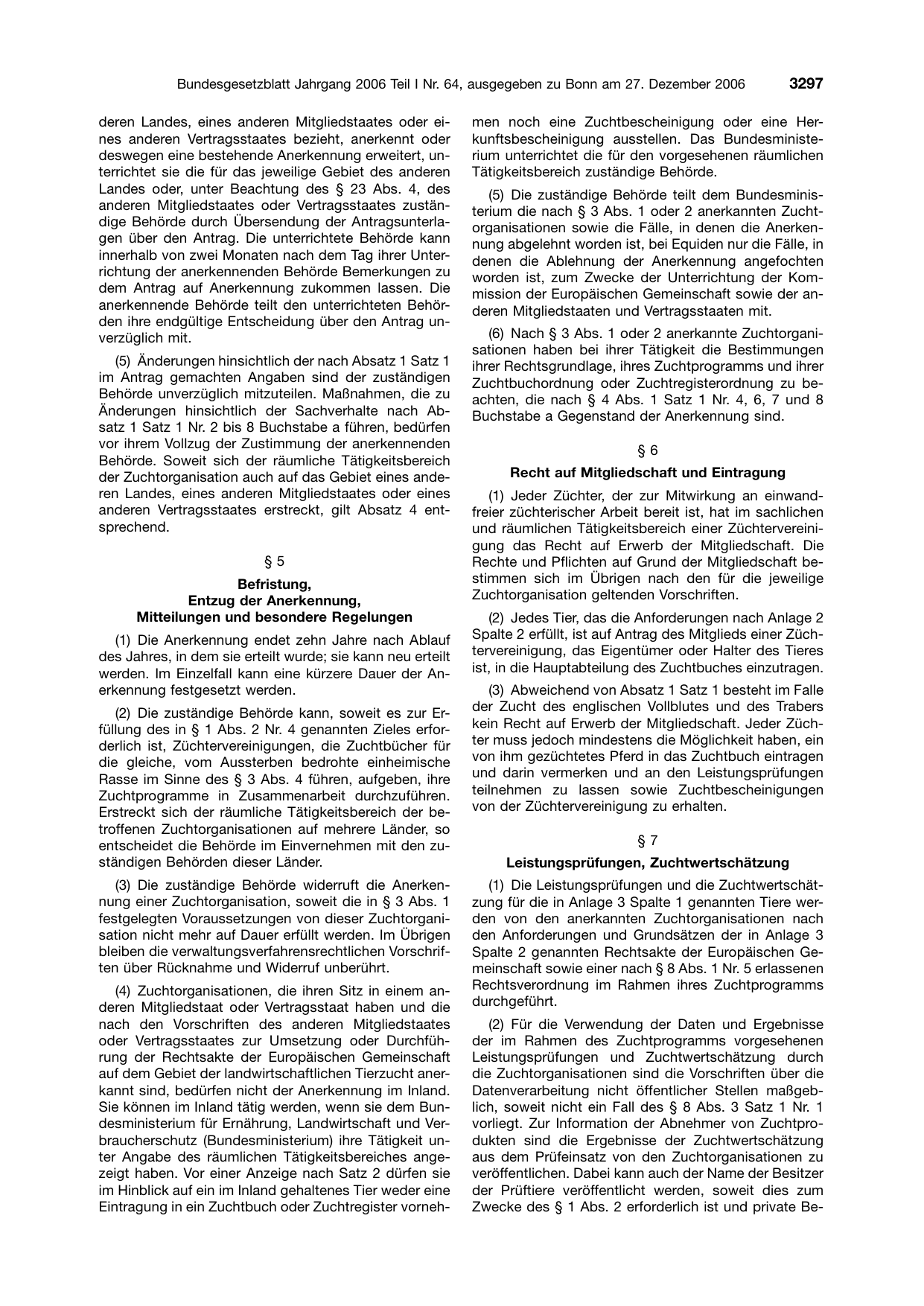 BGBl. 2006, Seite 3297 — Originalseite als Abbildung