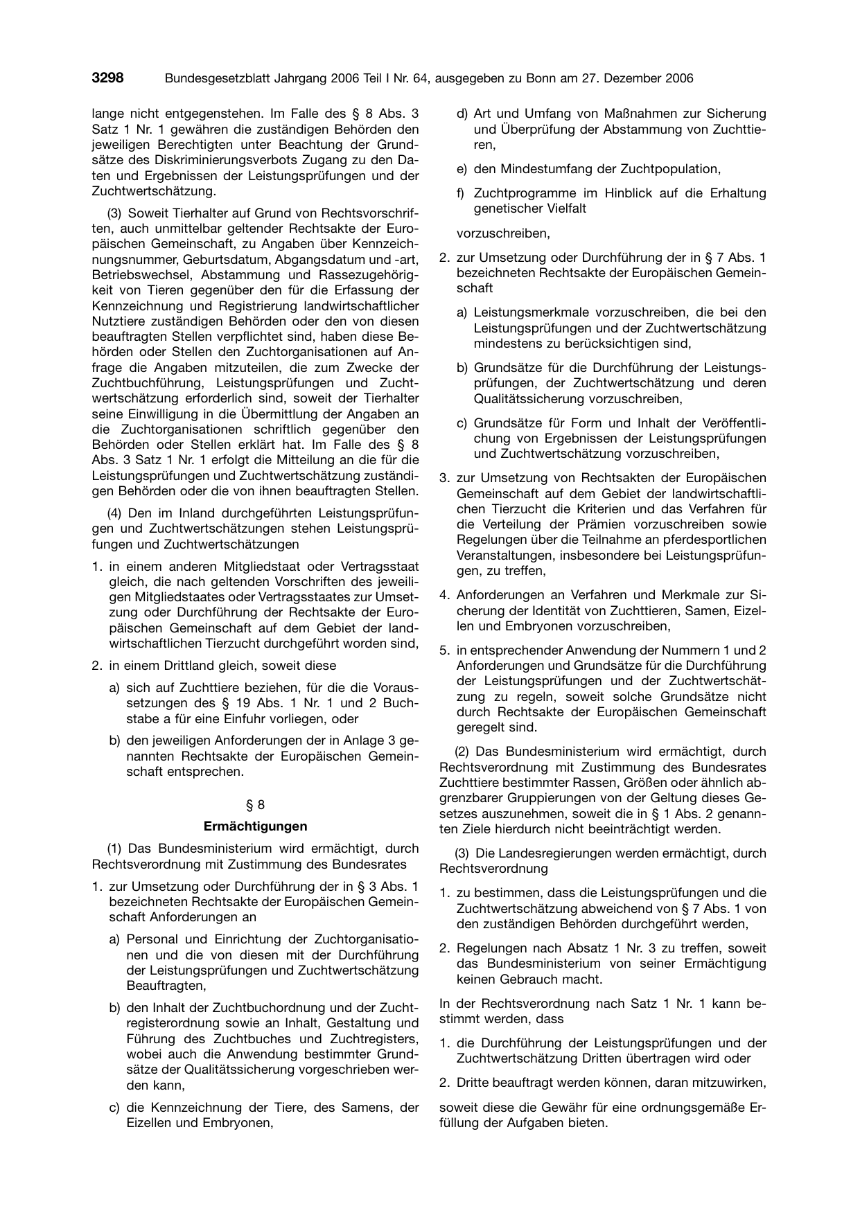 BGBl. 2006, Seite 3298 — Originalseite als Abbildung