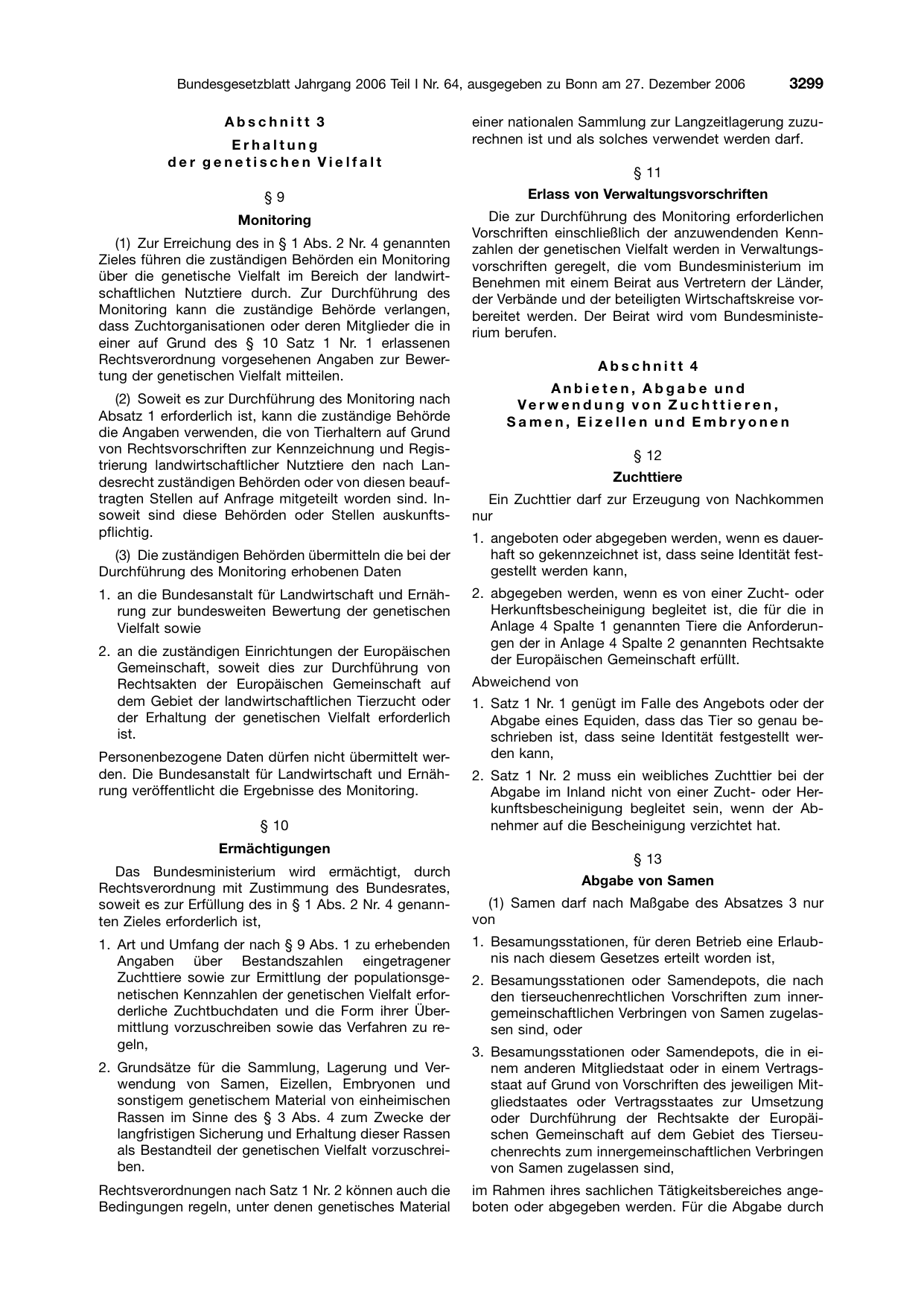 BGBl. 2006, Seite 3299 — Originalseite als Abbildung