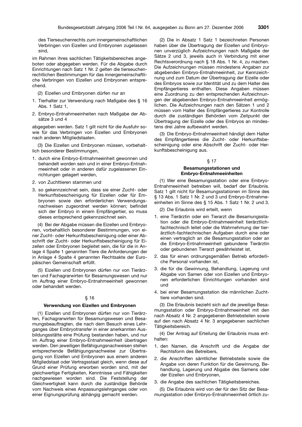 BGBl. 2006, Seite 3301 — Originalseite als Abbildung