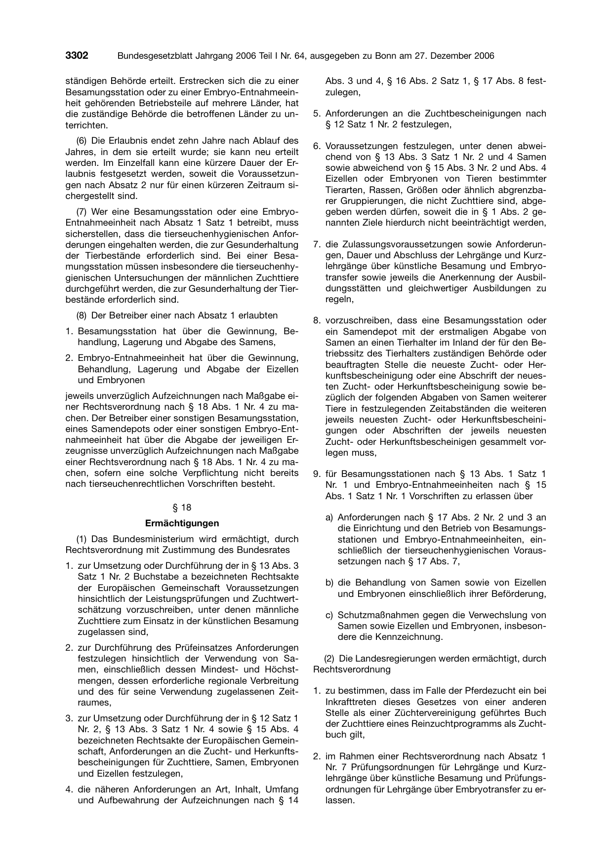 BGBl. 2006, Seite 3302 — Originalseite als Abbildung