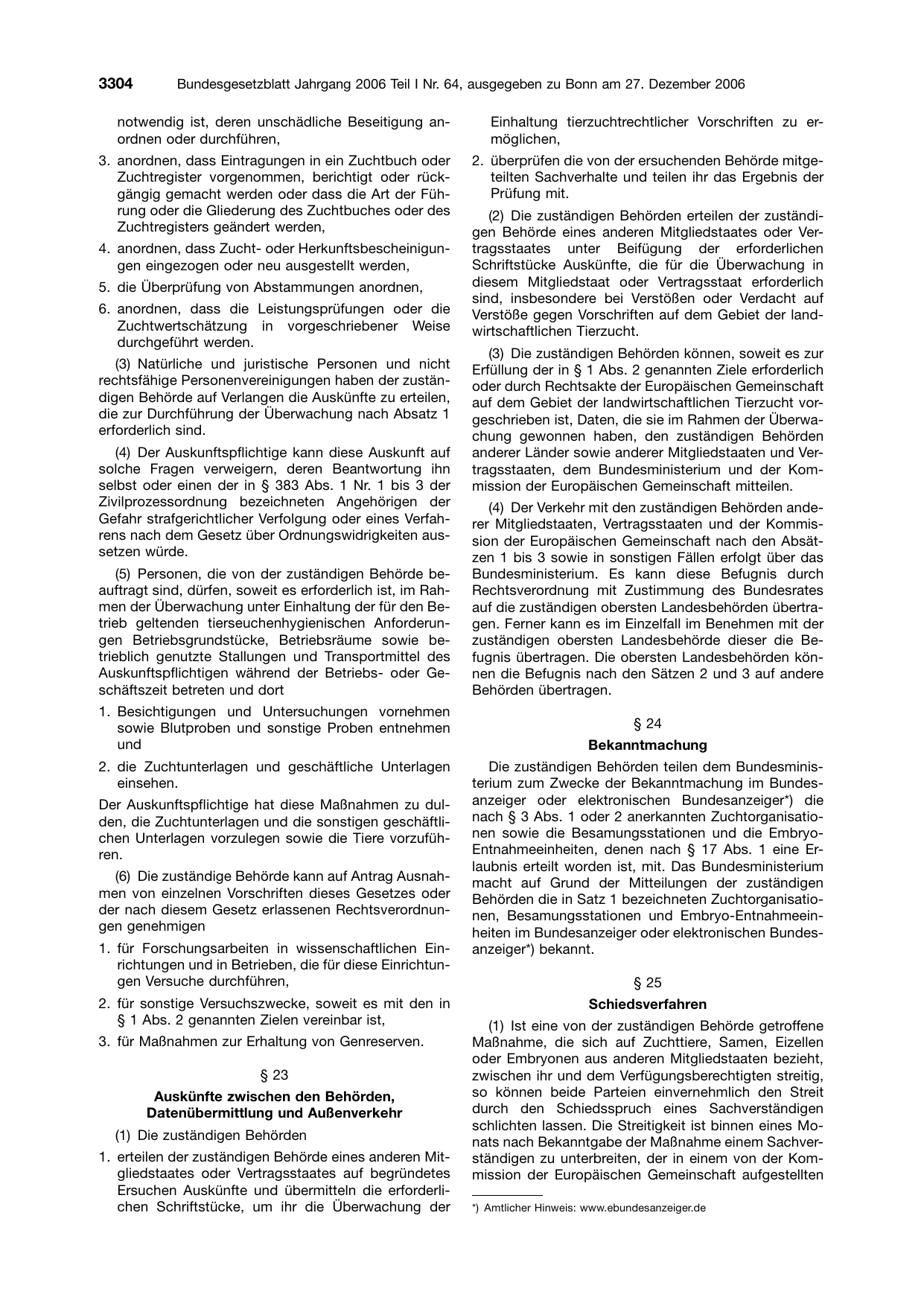 BGBl. 2006, Seite 3304 — Originalseite als Abbildung