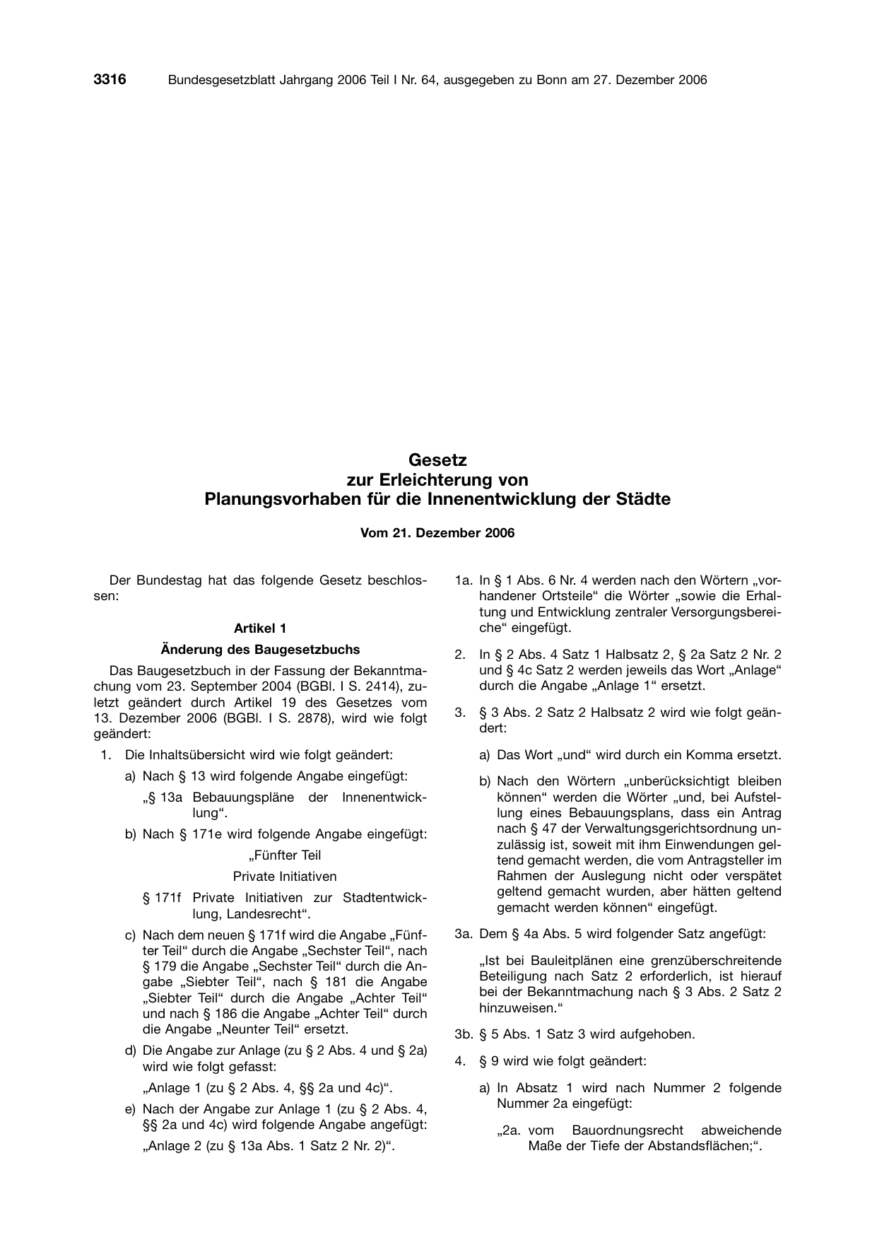 BGBl. 2006, Seite 3316 — Originalseite als Abbildung