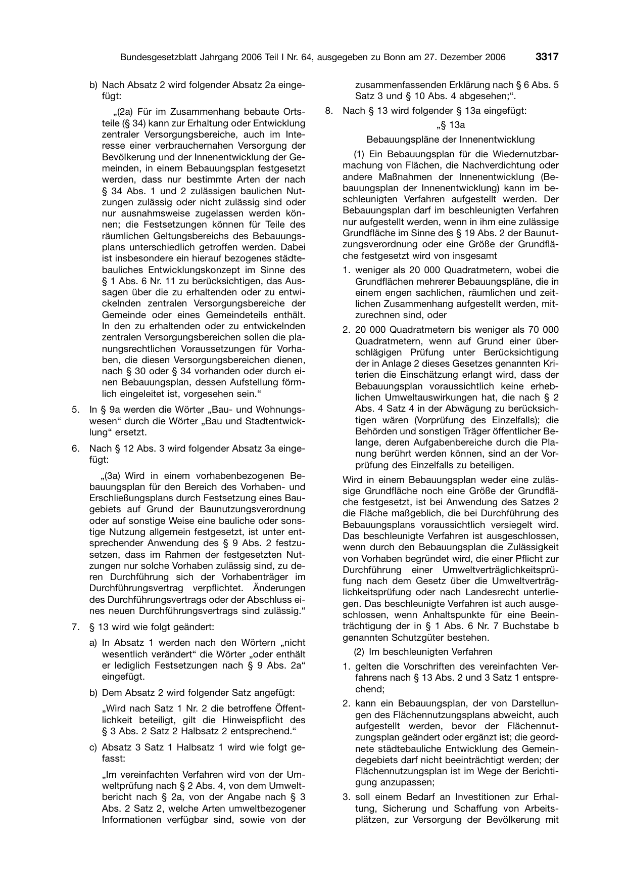 BGBl. 2006, Seite 3317 — Originalseite als Abbildung