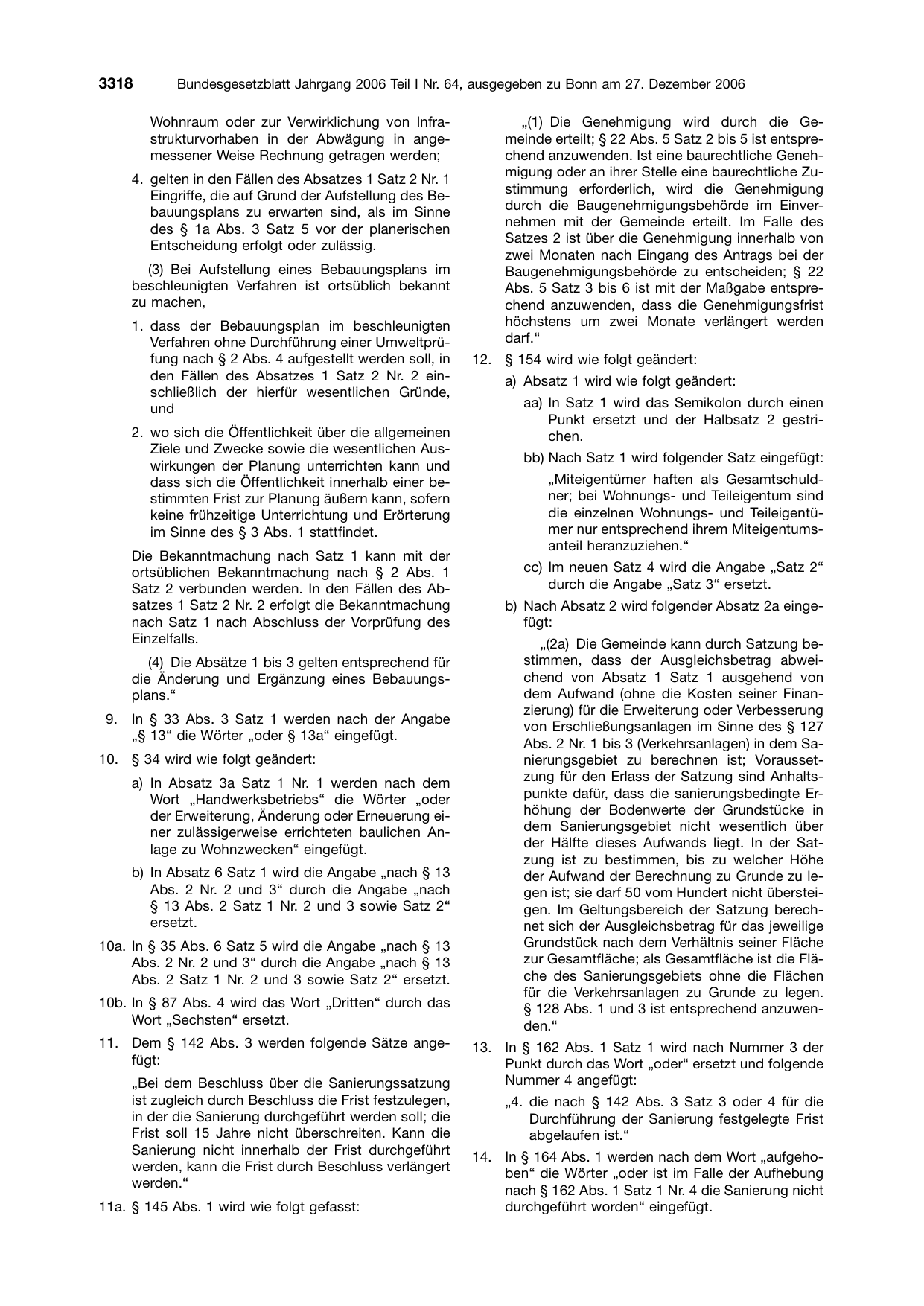 BGBl. 2006, Seite 3318 — Originalseite als Abbildung