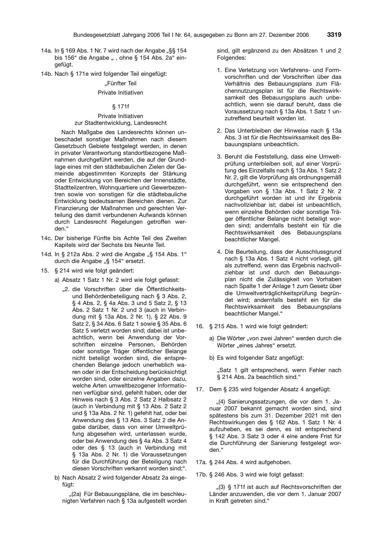 BGBl. 2006, Seite 3319 — Originalseite als Abbildung