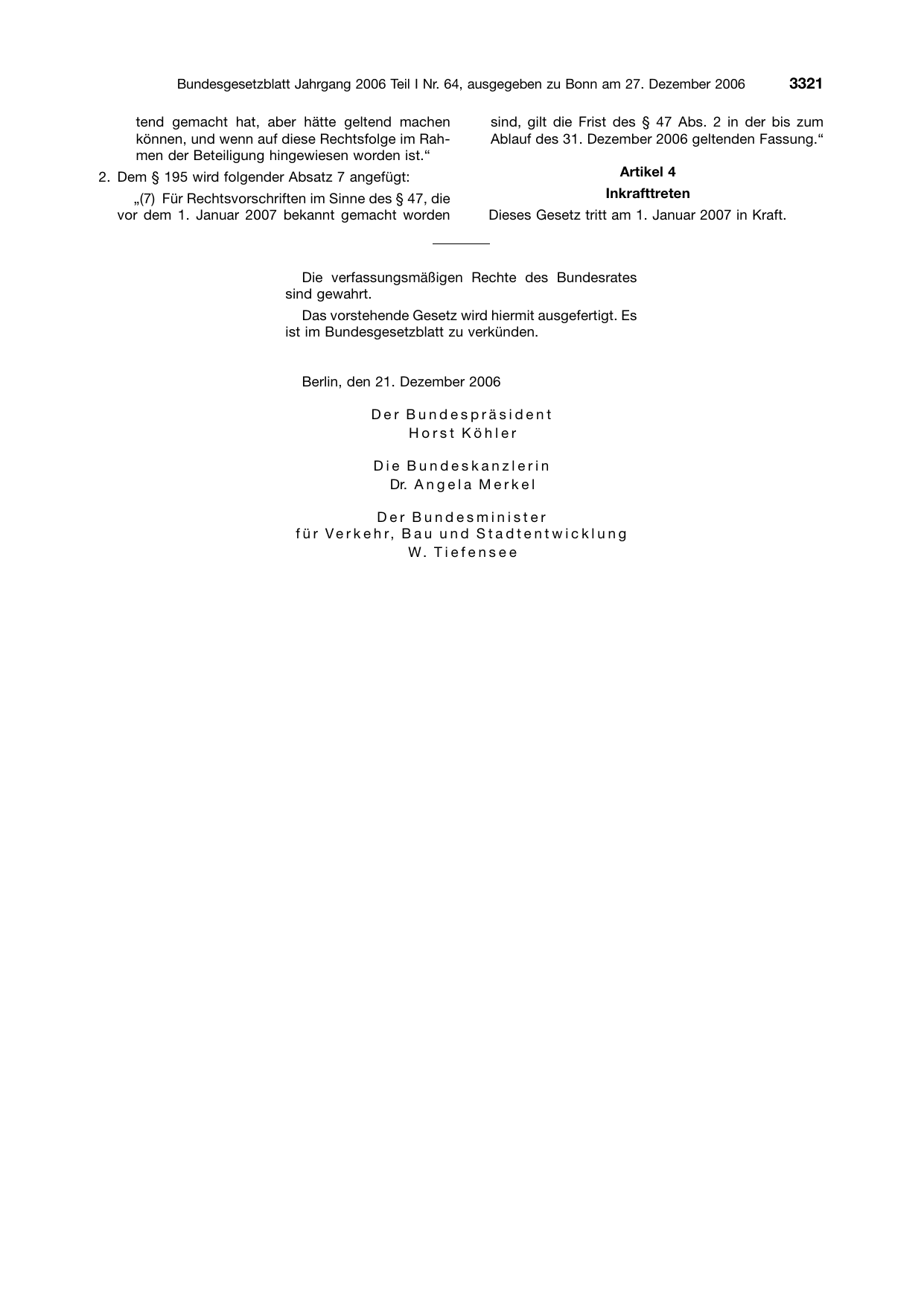 BGBl. 2006, Seite 3321 — Originalseite als Abbildung