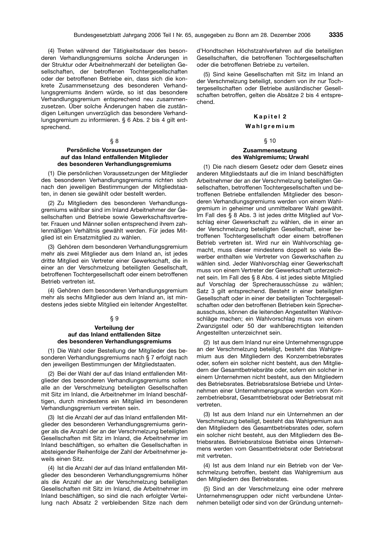 BGBl. 2006, Seite 3335 — Originalseite als Abbildung