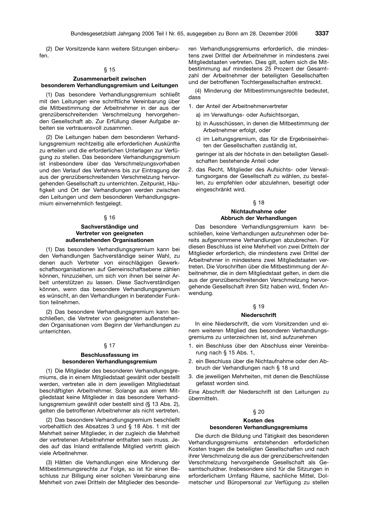 BGBl. 2006, Seite 3337 — Originalseite als Abbildung