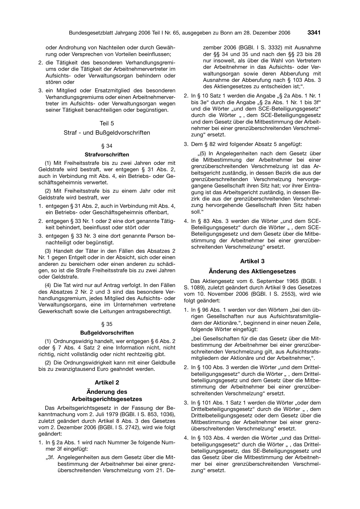BGBl. 2006, Seite 3341 — Originalseite als Abbildung