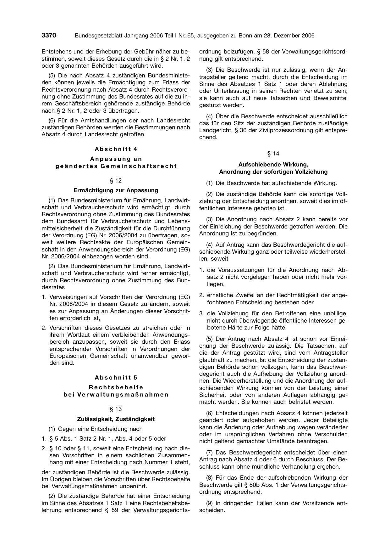 BGBl. 2006, Seite 3370 — Originalseite als Abbildung