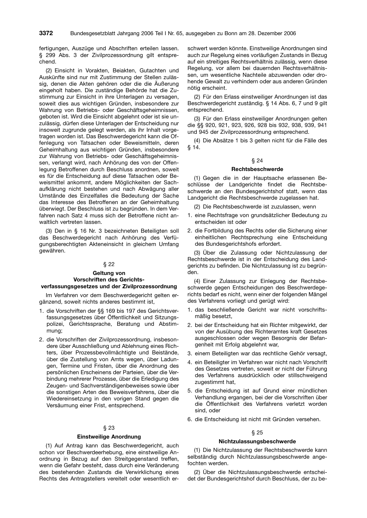 BGBl. 2006, Seite 3372 — Originalseite als Abbildung
