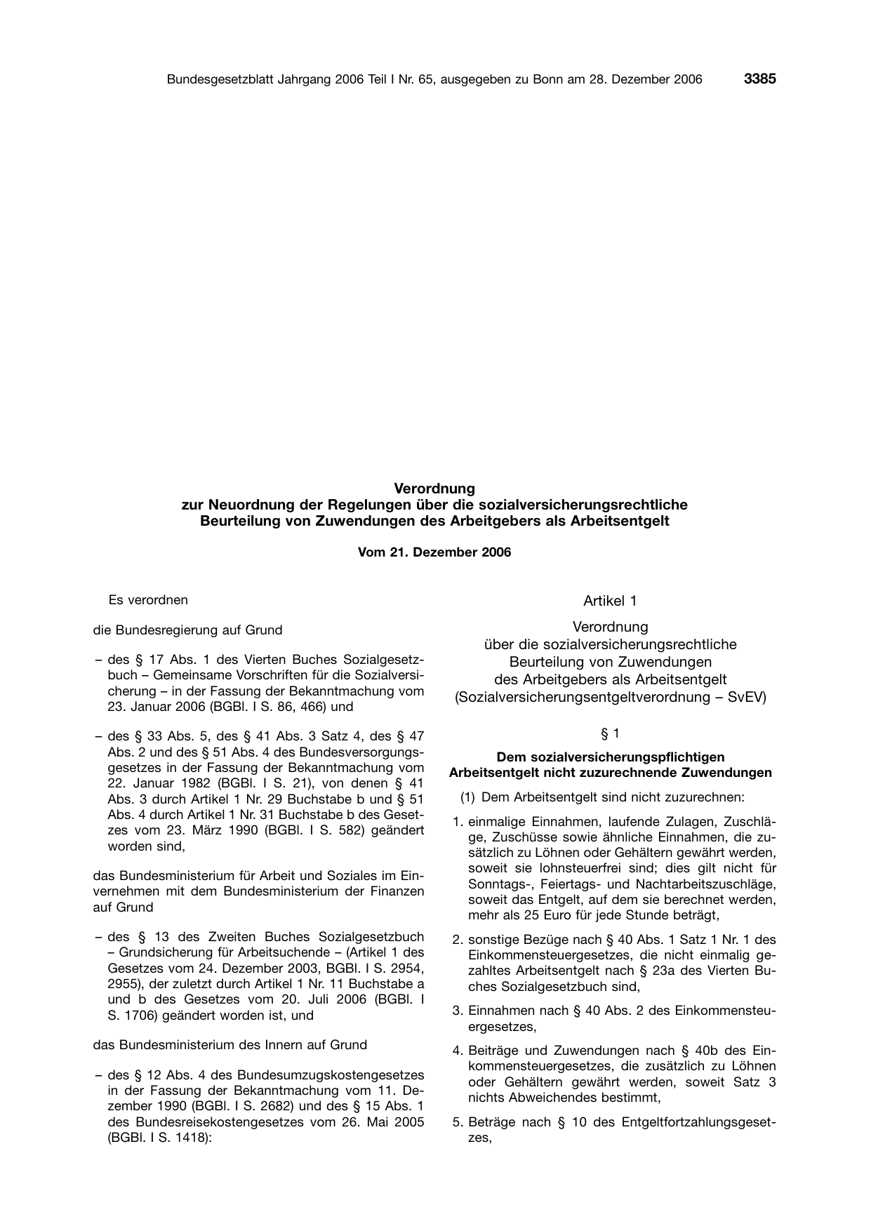 BGBl. 2006, Seite 3385 — Originalseite als Abbildung