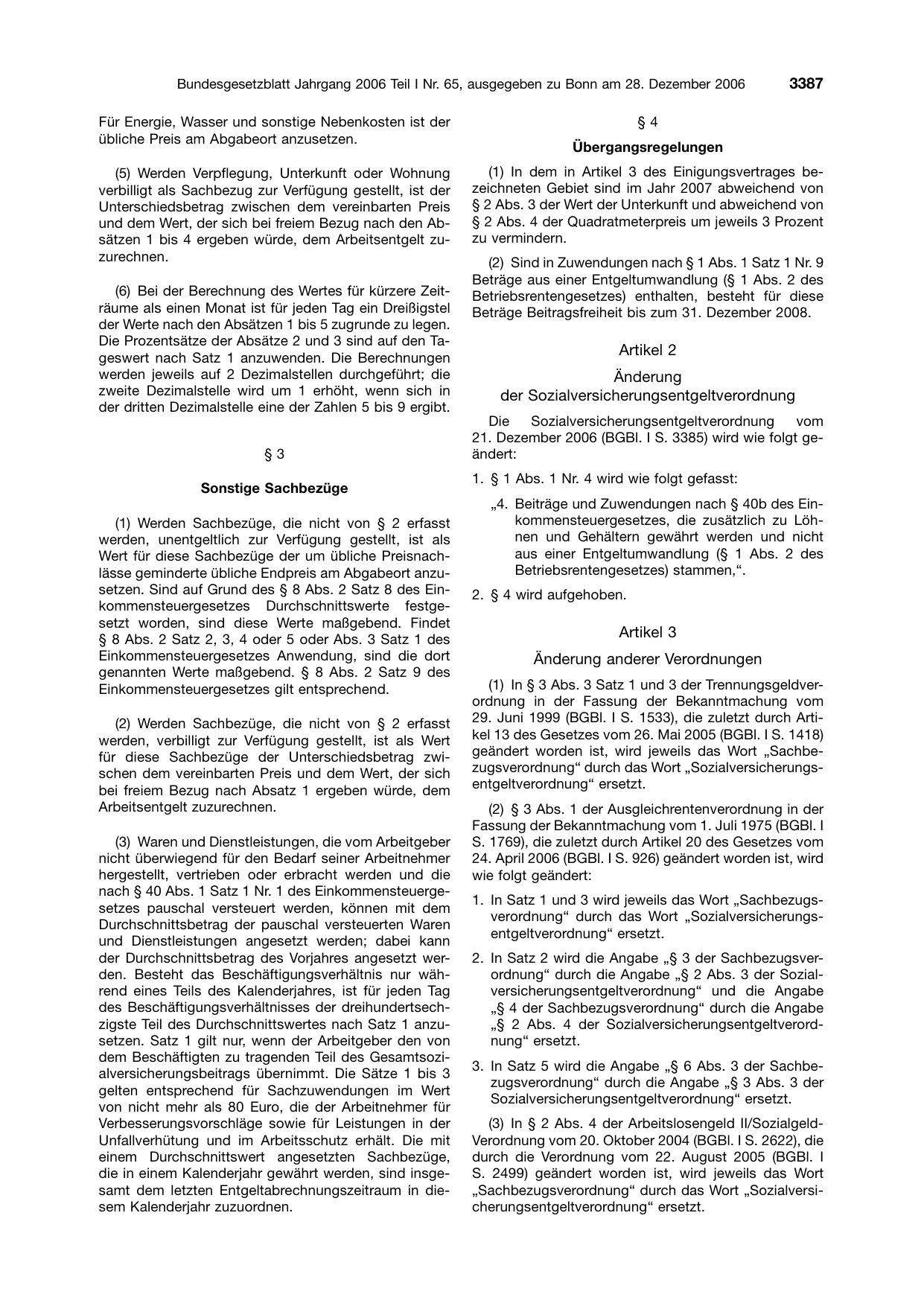 BGBl. 2006, Seite 3387 — Originalseite als Abbildung