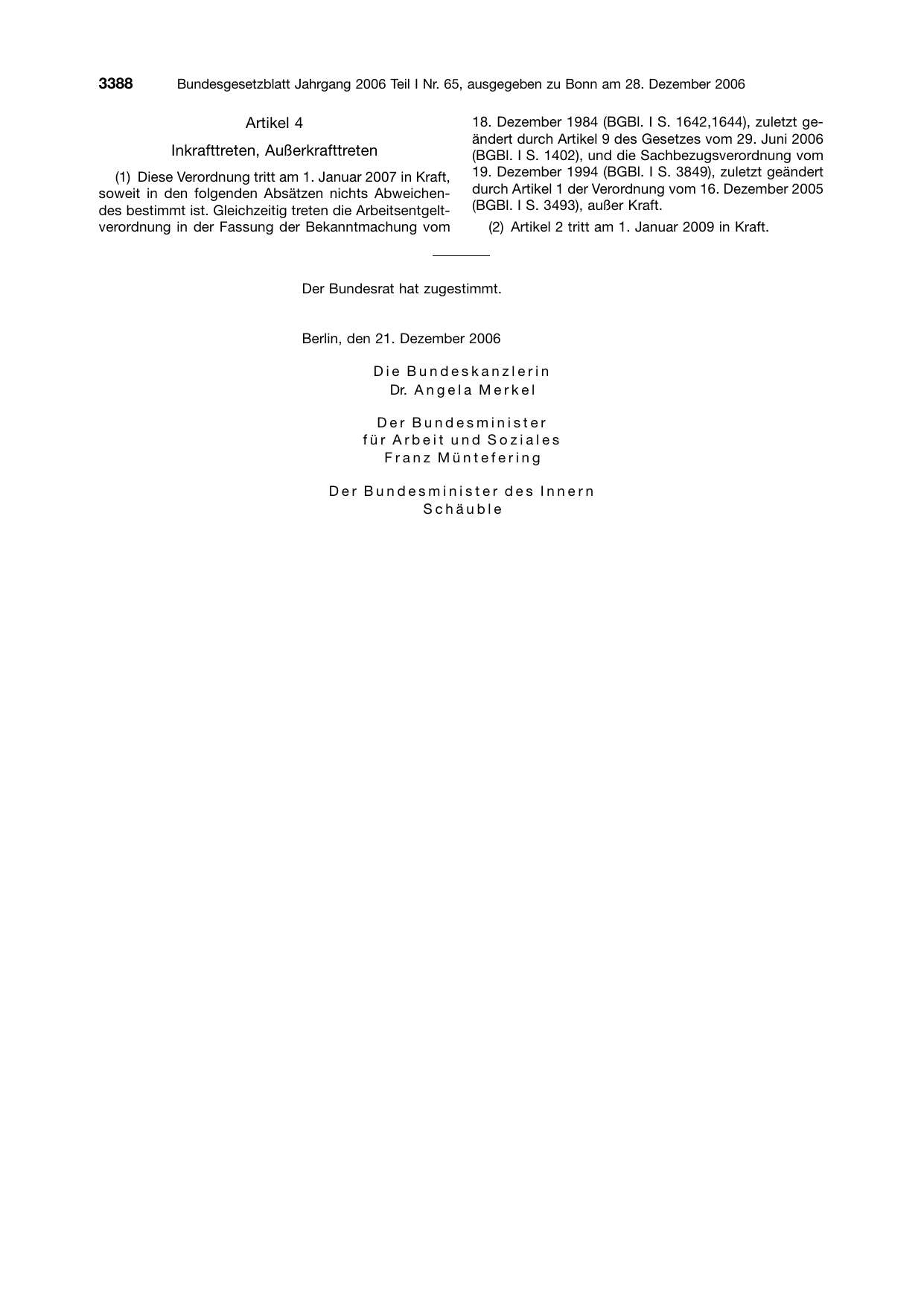 BGBl. 2006, Seite 3388 — Originalseite als Abbildung