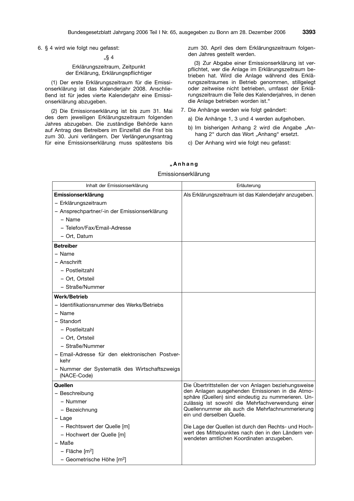 BGBl. 2006, Seite 3393 — Originalseite als Abbildung