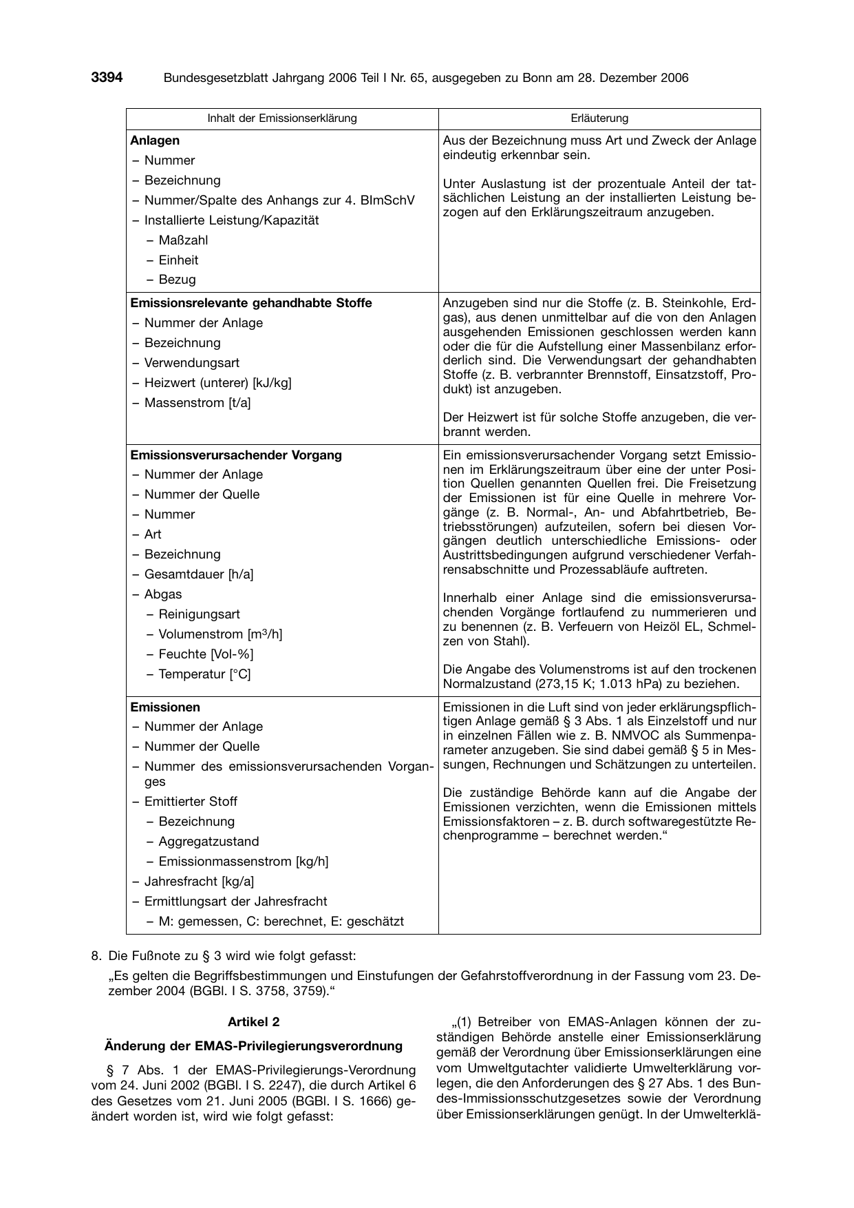 BGBl. 2006, Seite 3394 — Originalseite als Abbildung
