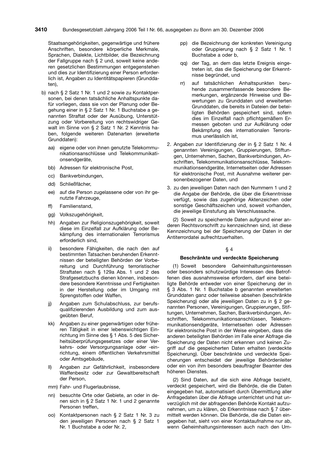BGBl. 2006, Seite 3410 — Originalseite als Abbildung