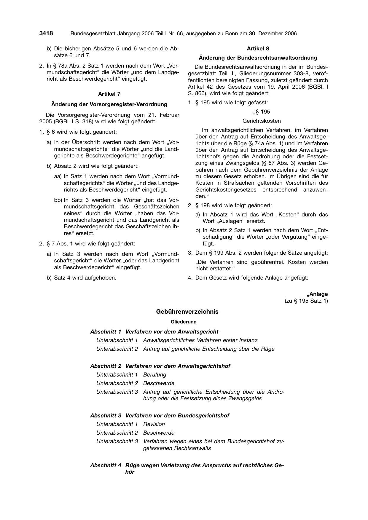 BGBl. 2006, Seite 3418 — Originalseite als Abbildung