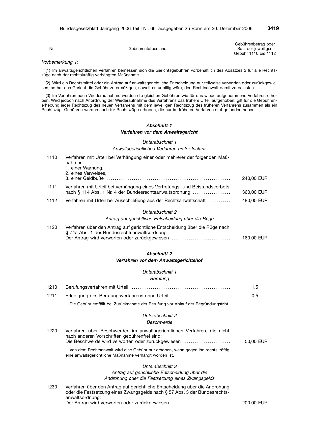 BGBl. 2006, Seite 3419 — Originalseite als Abbildung