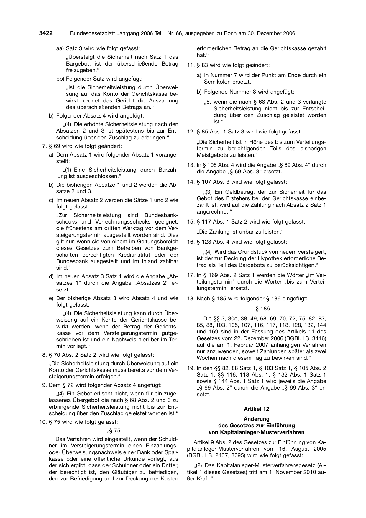 BGBl. 2006, Seite 3422 — Originalseite als Abbildung